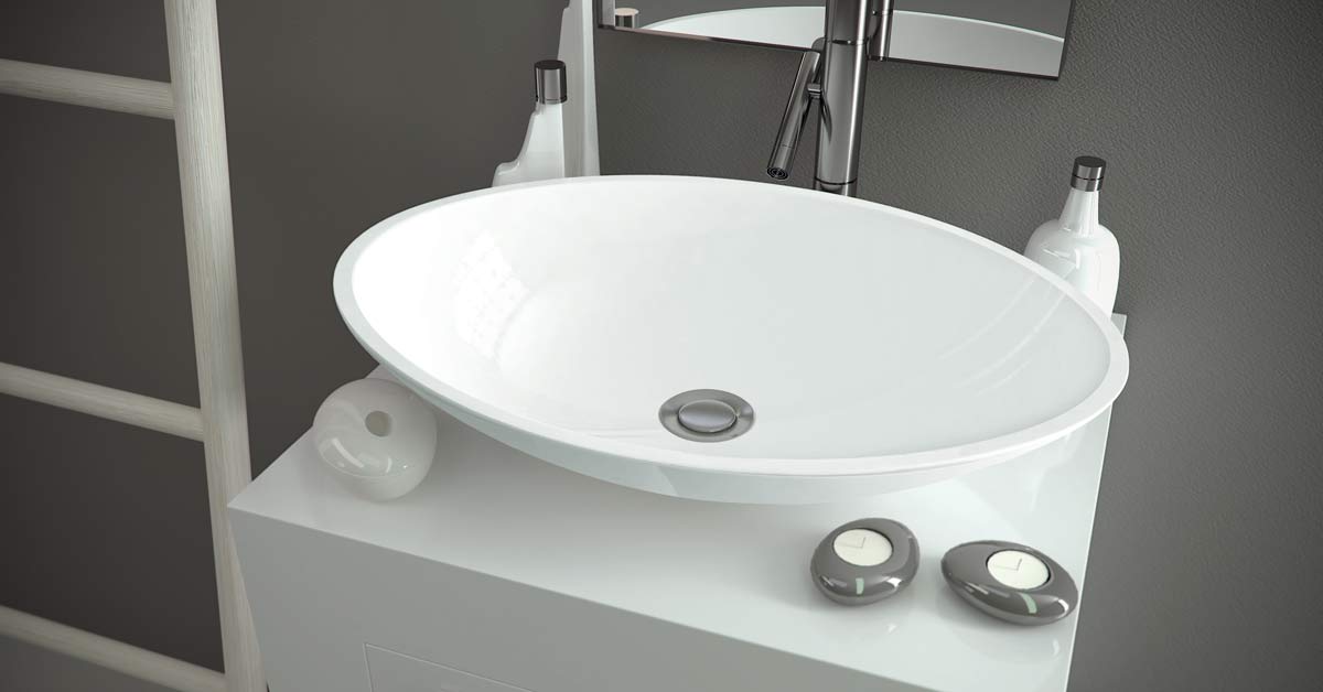 Lavabo appoggio Zante 58x37 bianco lucido arredo bagno